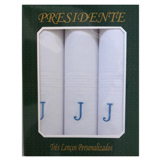 Caixa Lenço Masculino Iniciais Bordadas - Letra J em Oferta na Shopee
