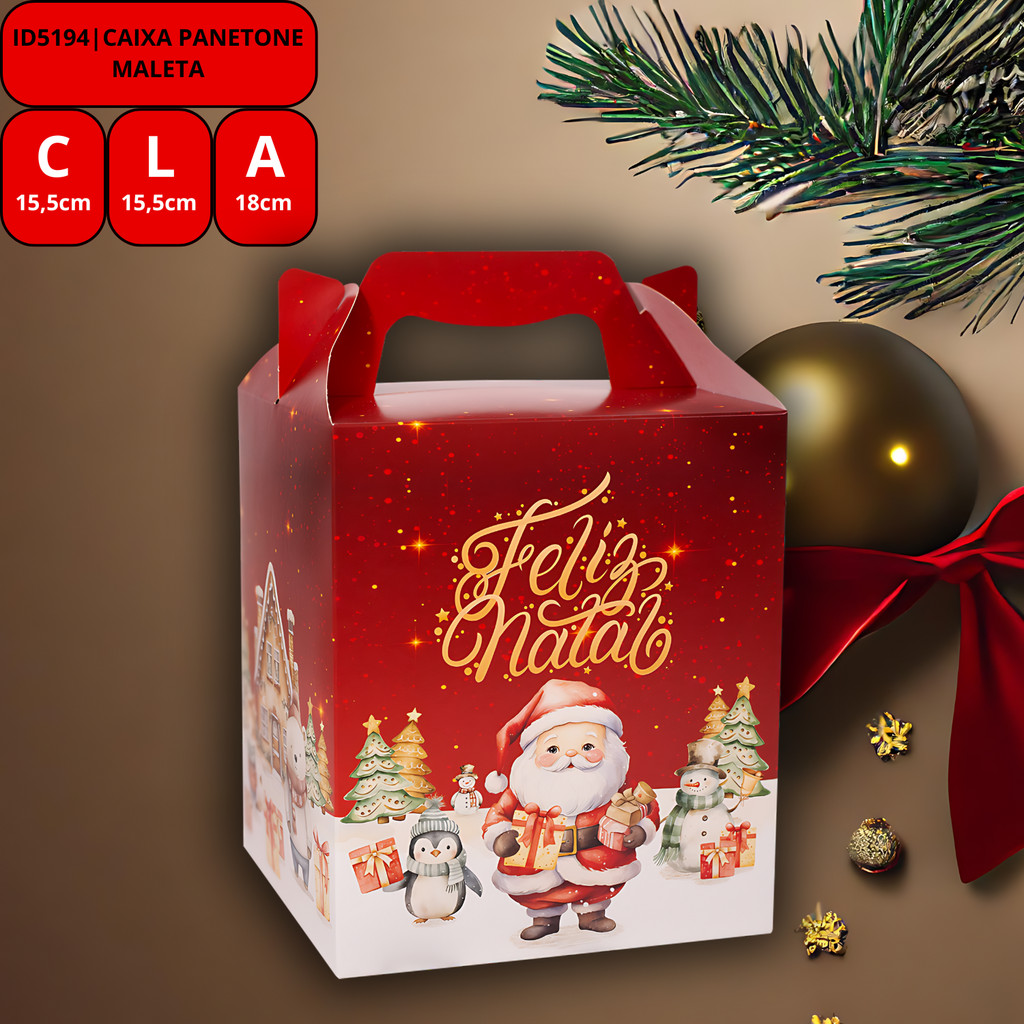 Detalhes do 15 CAIXA PANETONE MALETA - NATAL ENCANTADO  ID5194  (NATAL IDEIA 2025)