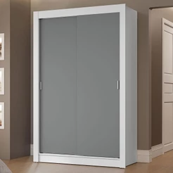 Guarda-Roupa Solteiro 2 Portas de Correr 2 Gavetas Branco/Cinza Vivare Madesa