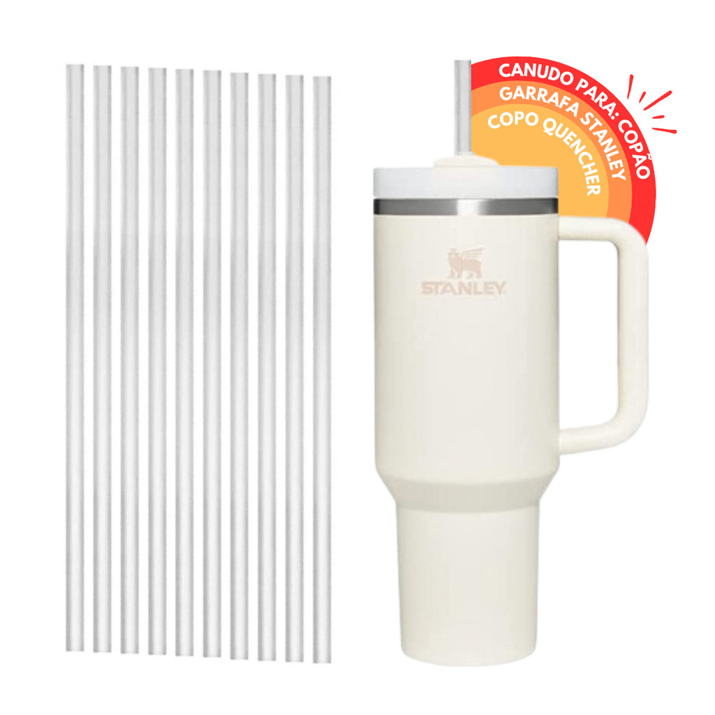 Kit 10 Canudos Plástico Rígido Reutilizável 31cm Extra Largo canudo para Copo Térmico em Oferta na Shopee