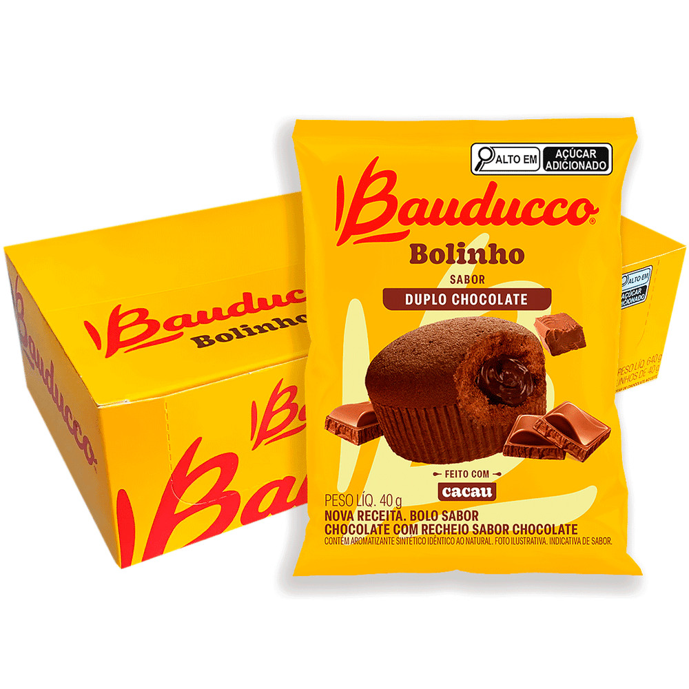 Bolinho Duplo Chocolate Bauducco Caixa Com 16 Unidades De 40g - Food & Beverages