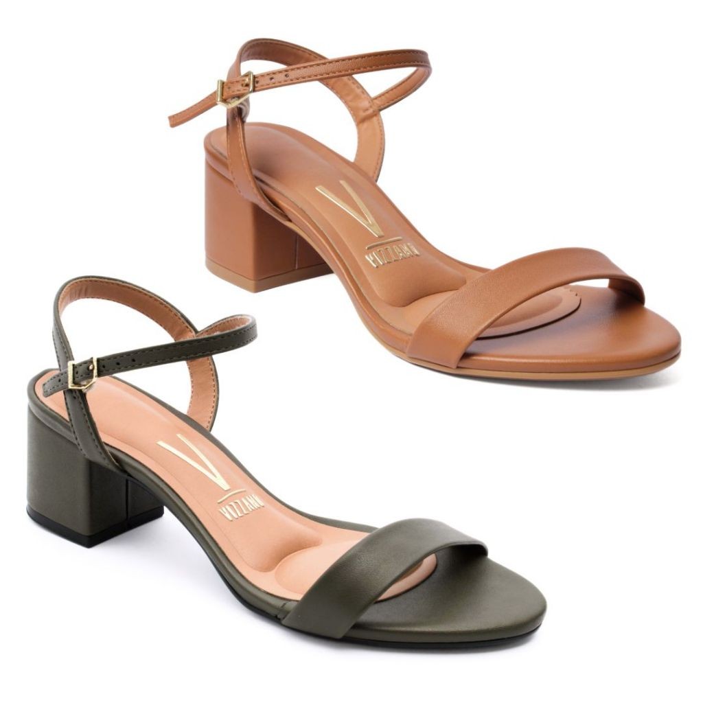 Kit 2 Pares Sandália Vizzano Salto Grosso Feminina Fivela