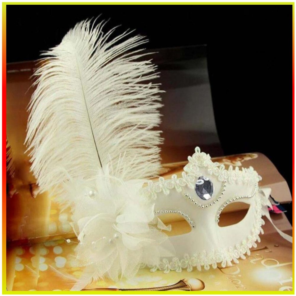 Veneza Adulto Masquerade Princesa Máscara Feminina Luxo Pavão Penas Meia Facial Festa Desempenho Carnaval Cosplay Traje