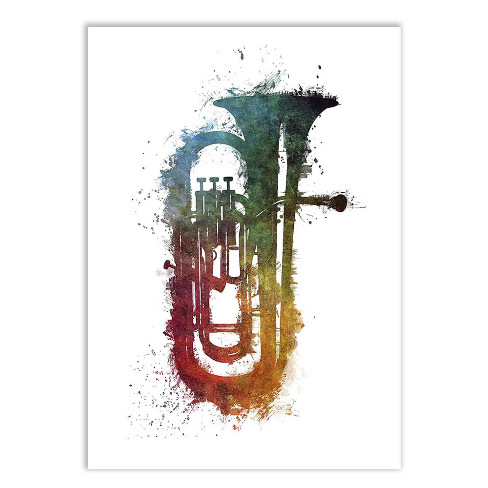Placa Decorativa Tuba Instrumento Musical Ilustração Decoração