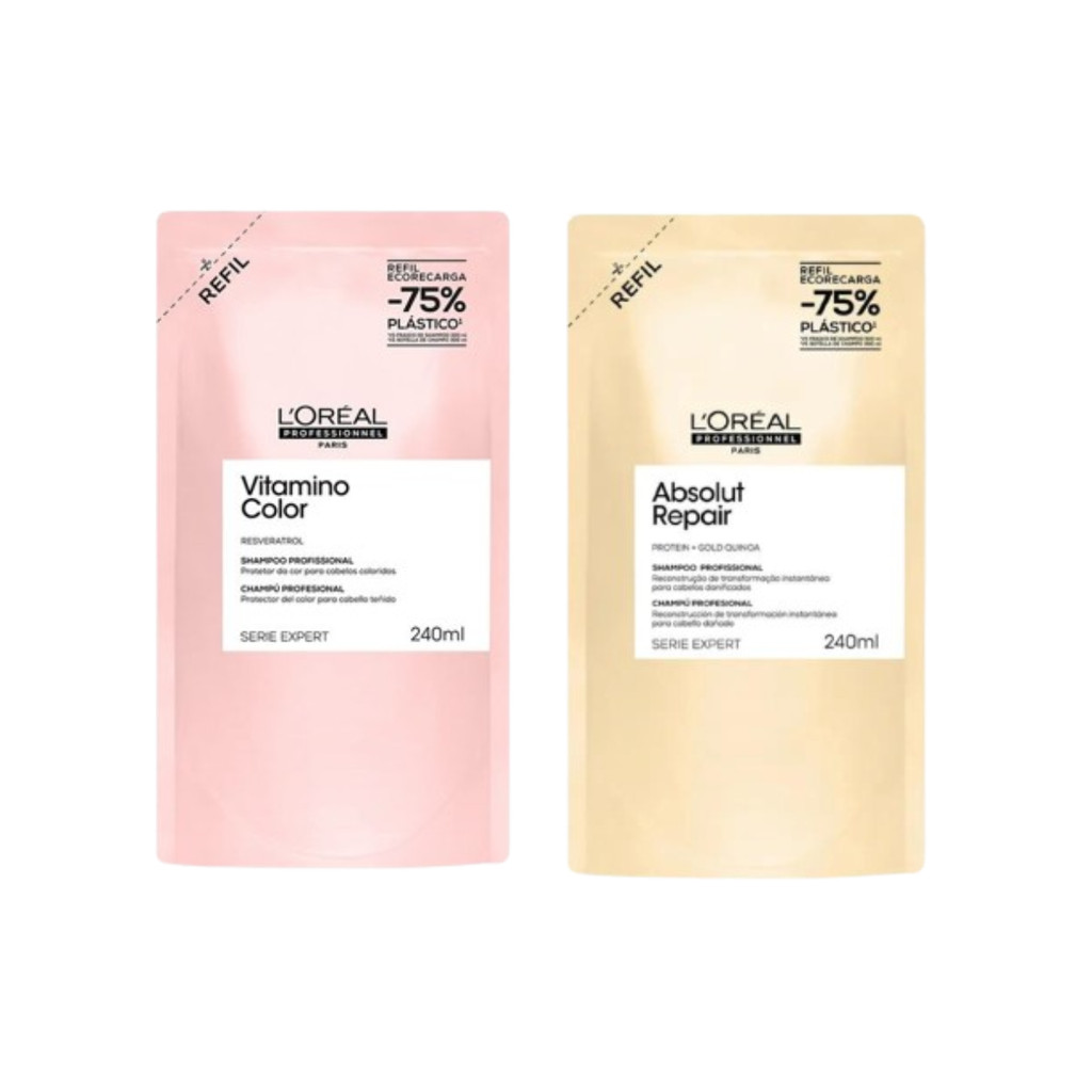 Kit Refil Shampoo Vitamino Color 240ml + Refil Shampoo Absolut Repair Gold 240ml