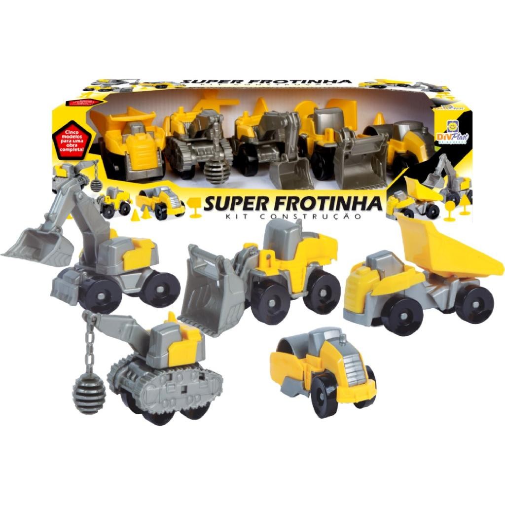 Brinquedo Kit 5 Trator Caminhão Maquinas de Construção Amarelo Divplast em Oferta na Shopee