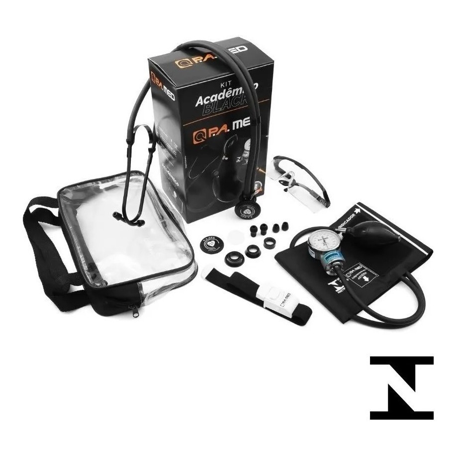 Kit Enfermagem Acadêmico Cores Black Pamed Completo + Estojo
