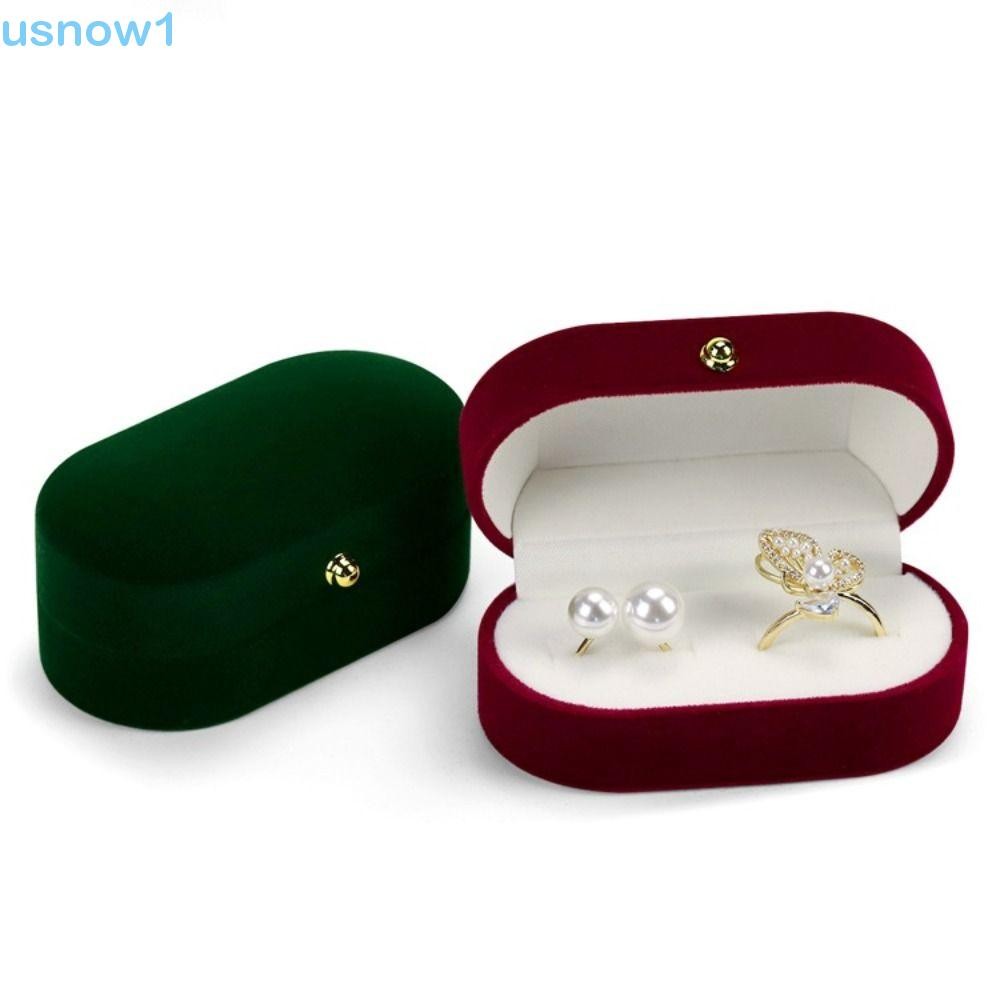 USNOW Caixa De Anel De Casamento , Dedo Noivado De Veludo , Mini Suporte De Anéis De Casal Com Exibição