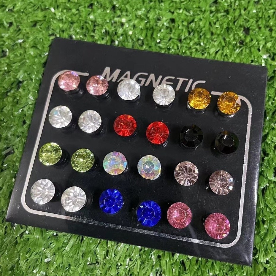12Par  Brinco de Pressão Magnético Brilhante, masculino e feminino. Não precisa de furo. em Oferta na Shopee