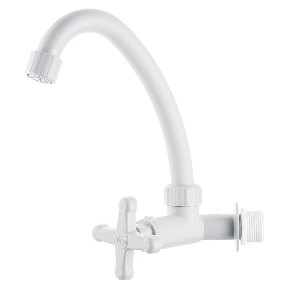 Torneira Para Cozinha Herc 2735 Parede 1/2-3/4 Branca Bica Movel Sm