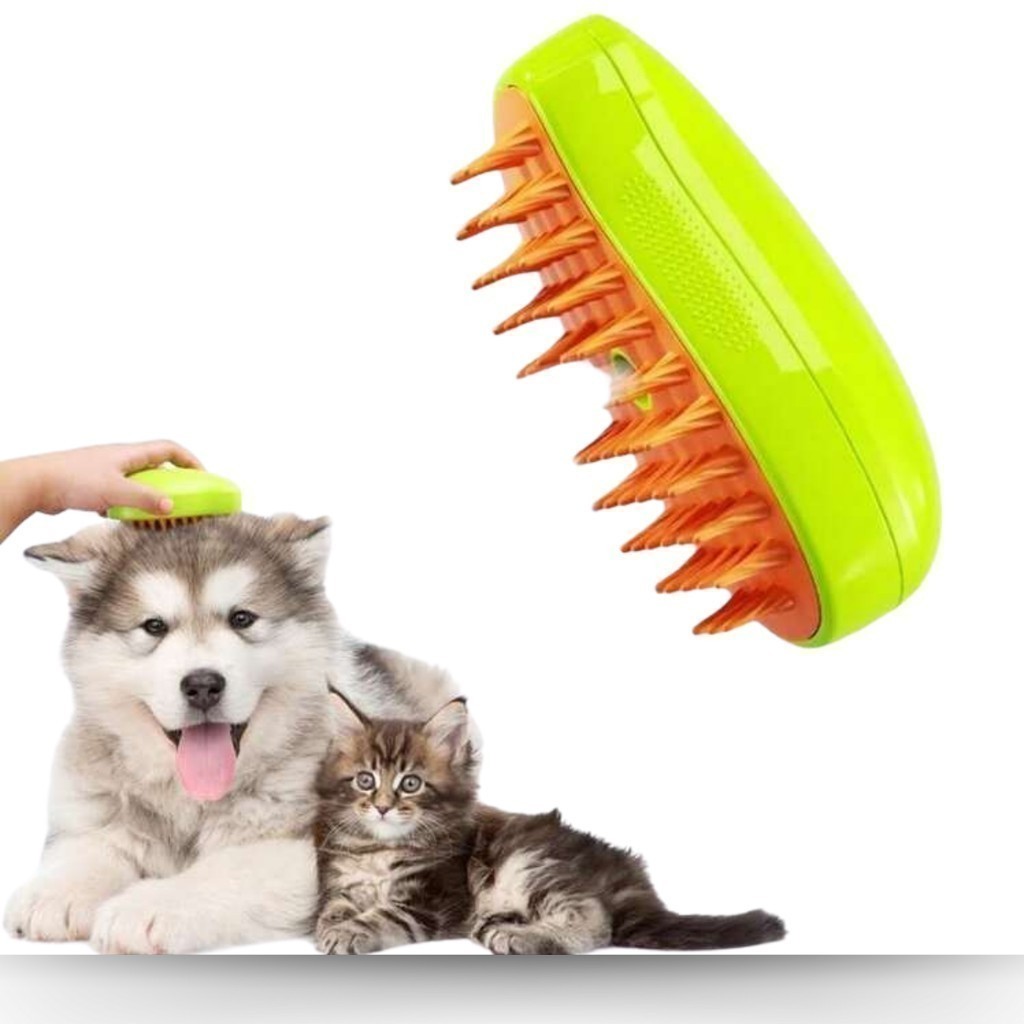 Escova A Vapor Para Gatos Cães 3 Em 1 Escovas Elétricas De Pêlos Pentes De Massagem Animais De Estimação Remoção
