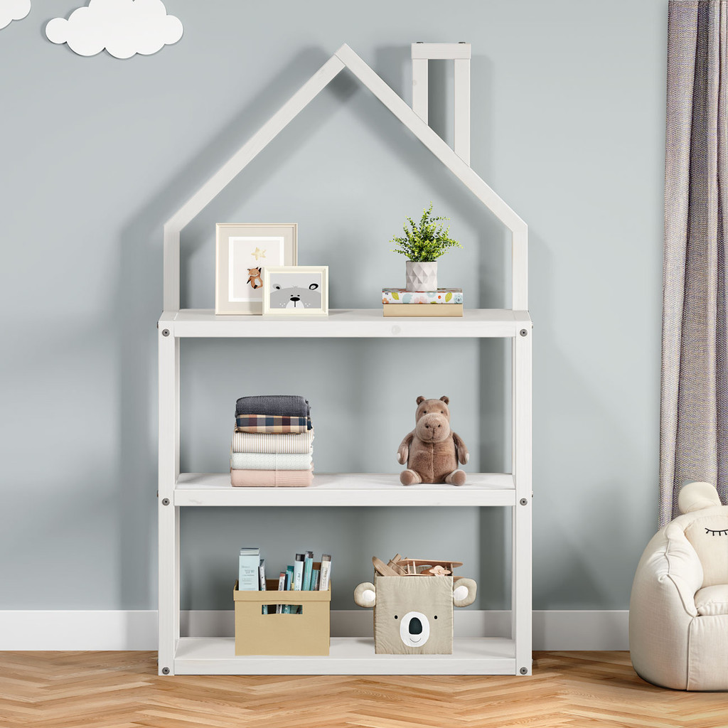 Estante Multiuso Infantil Branco 3 Prateleiras Madeira Montessori Lenise em Oferta na Shopee