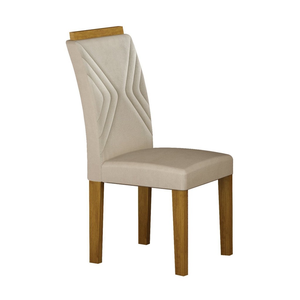 Conjunto 2 Cadeiras Estofadas Clara Plus  Freijó/Palha em Oferta na Shopee