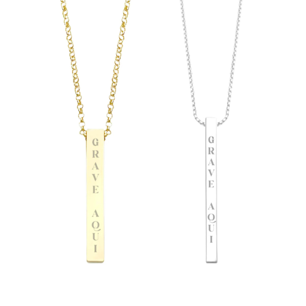 Corrente Pingente Retângulo Colar Masculino Banho Ouro 18k/Prata 925 Personalizado Garimpo de Ouro