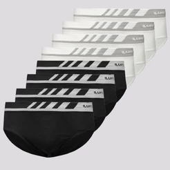 Kit De 8 Cuecas Lupo Slip Sem Costura Preta e Bran