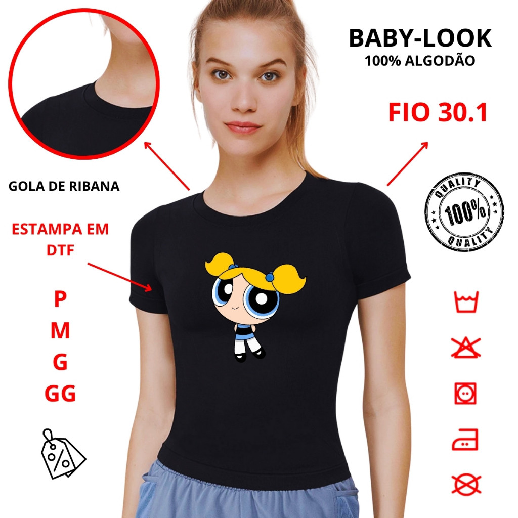 Camiseta Baby look Lidinha Meninas Super Poderosas Femenina 100%Algodão Cansada Ate de Mim Envio Rapido Lançamento Novo Macia e Confortavel Femenino Unissex Desenhos Anime Animação Roupa Camisa Estilosa