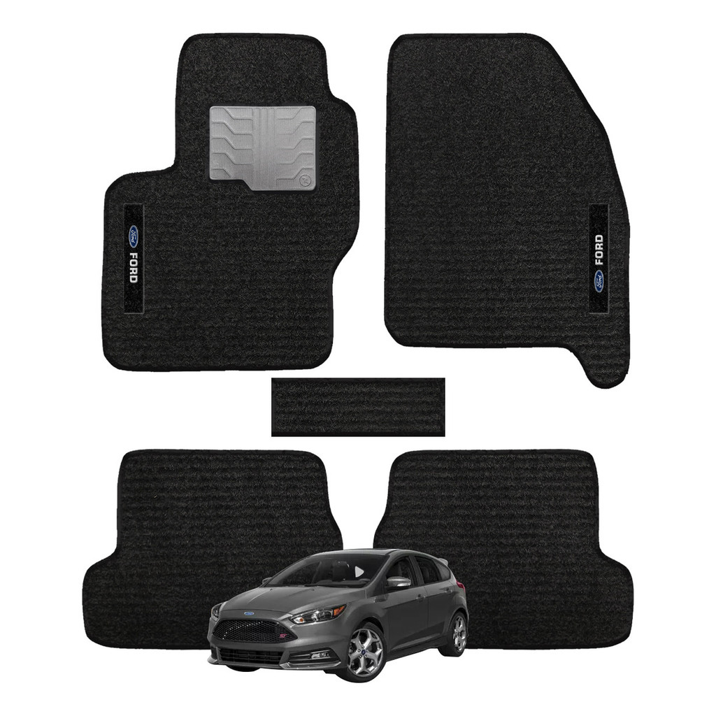 Kit de tapetes 5 peças específico New Focus 2014 ... 2024 Carpete Preto
