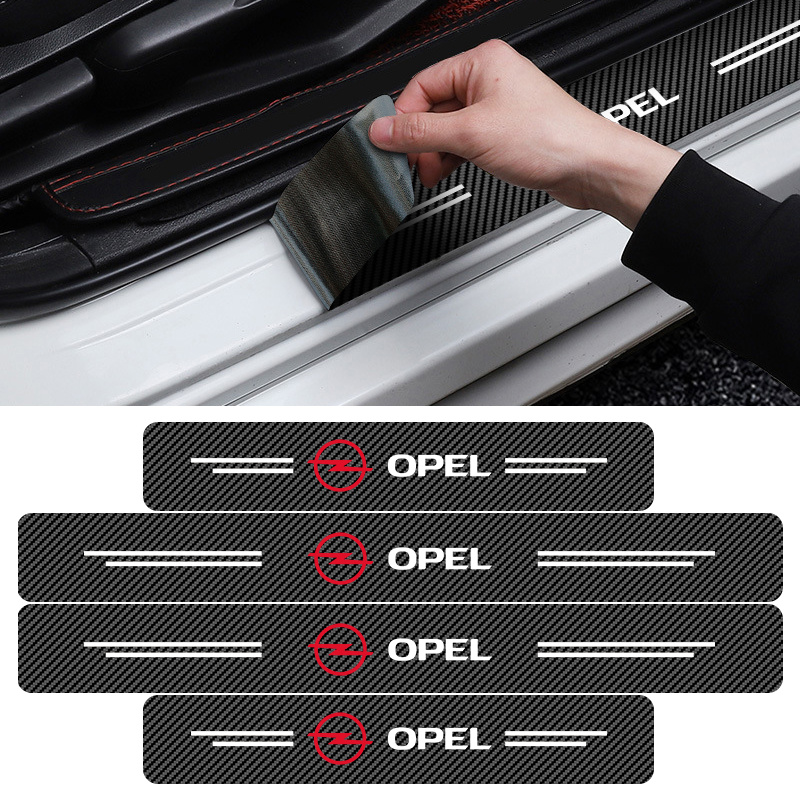 Adesivo De Proteção De Soleira De Porta De Fibra Rbon 4 Peças Acessórios De Carro Para Opel Astra j Insignia g Corsa Viv