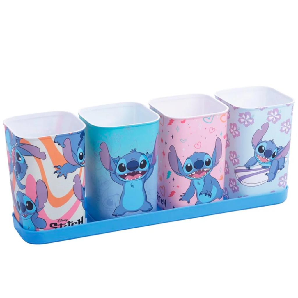 Porta Lápis e Canetas Coleção Stitch Plasutil - 4 Unidades em Oferta na Shopee