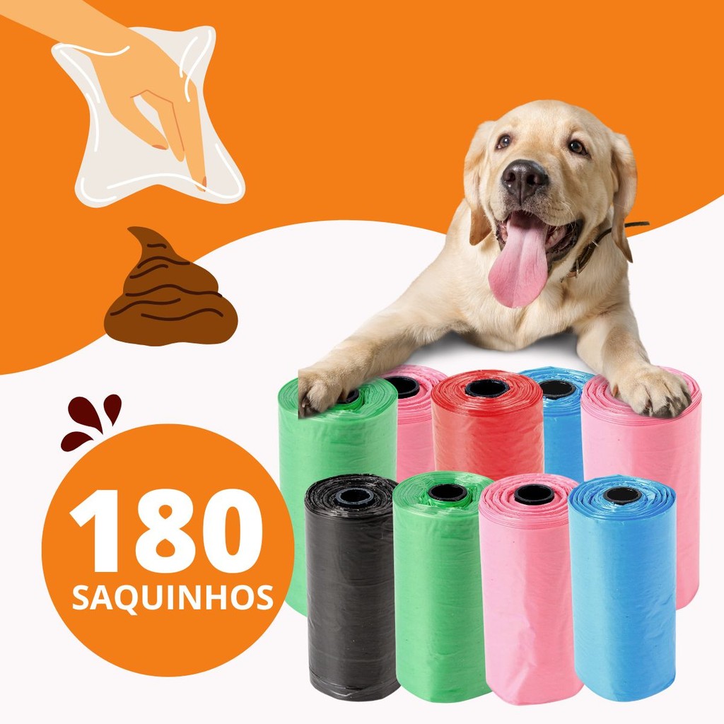 Refil Cata Caca Coco Sacolas 180 Saquinhos Biodegradável Prático Para Pet Saco