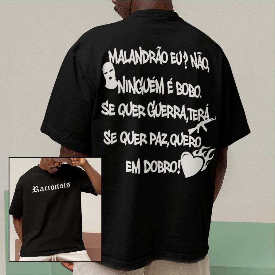 Camiseta Racionais MC's Frase Musica Vida loka Camisa Streetwear HipHop Nacional Blusa Algodão