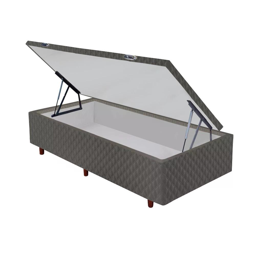 Base Box Baú Solteiro Cristalflex 88x188x44cm Suede Chumbo Espaço Extra Organização em Oferta na Shopee