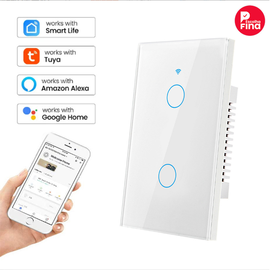 1 Botão 2 Botões 3 Botões Interruptor com Tomada WiFi Smart Design Compacto em Oferta na Shopee
