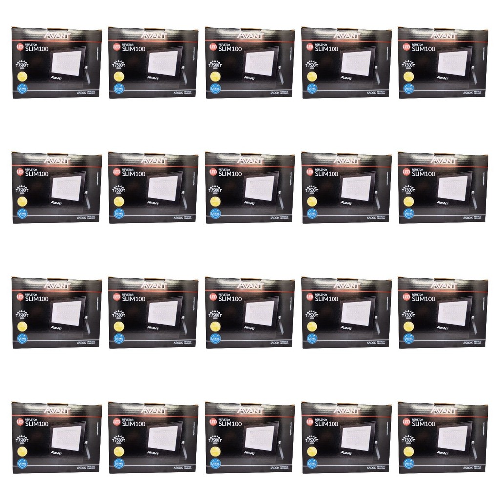 20x Refletor LED Avant 100W 6500K Branco Frio Bivolt IP65