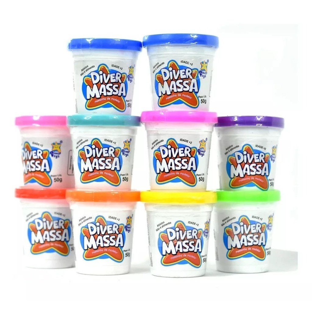 kit com 10unidades de Massinha Diver Massa Cores Sortidas 8077