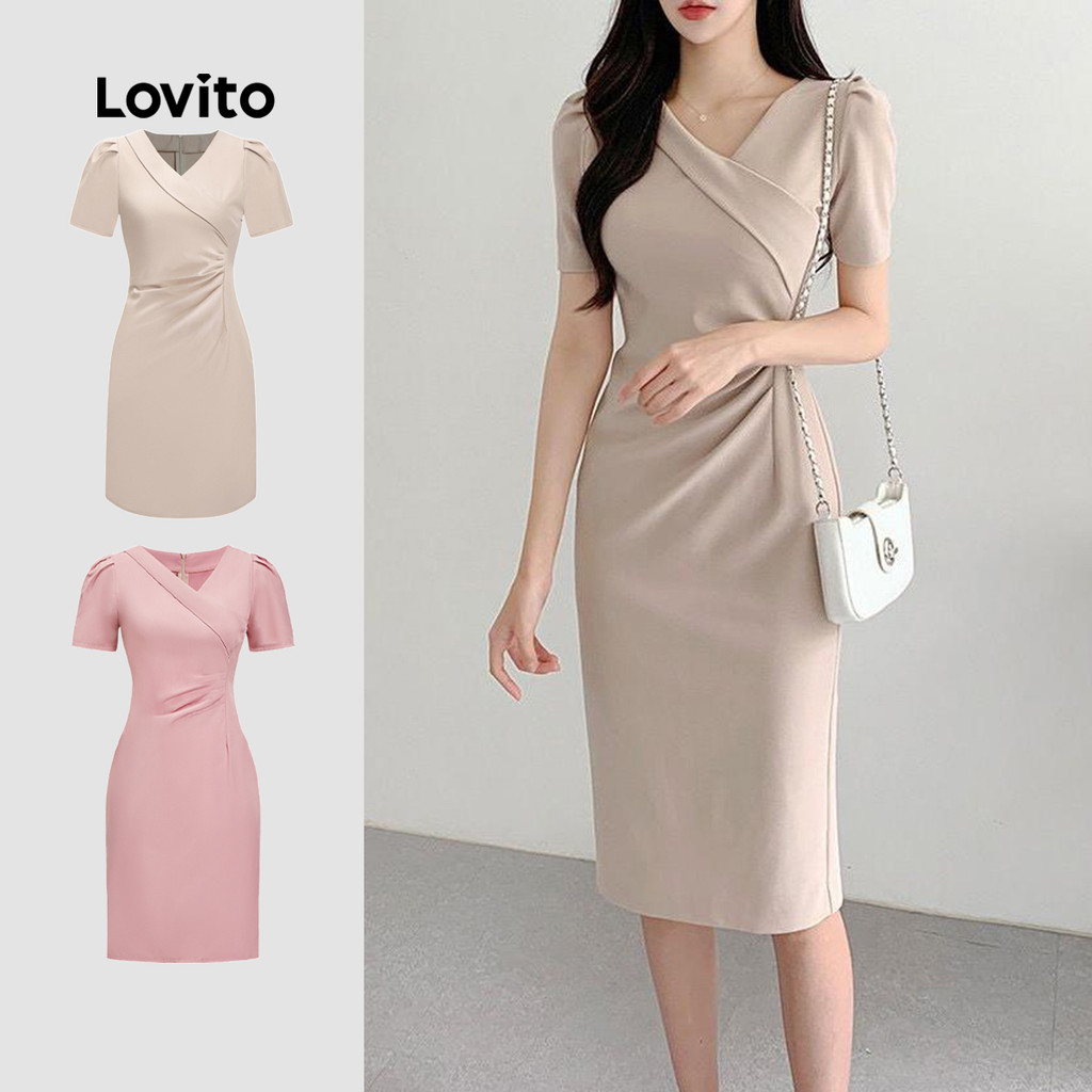 (Hot) Lovito Vestido Casual Plissado De Verão Para Mulheres L80ED304 (Multicolorido) em Oferta na Shopee