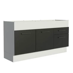 Balcão De Pia 150 Cm 2 Portas E 2 Gavetas Branco/Preto