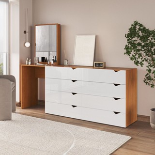 Cômoda Penteadeira 8 Gavetas com Espelho Porto em Oferta na Shopee