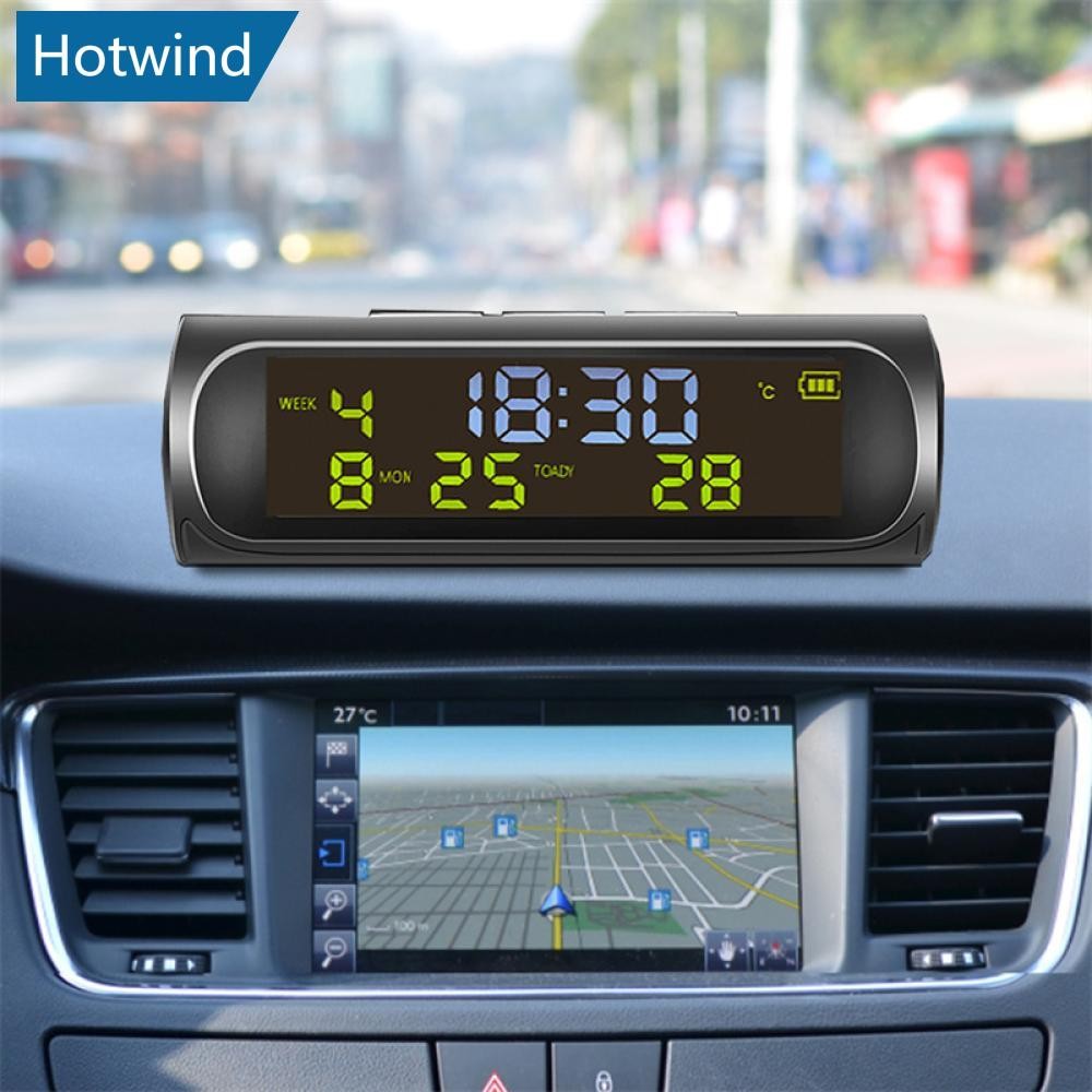 HW Solar Carro Digital Relógio LCD Hora Data Temperatura Display Ao Ar Livre Peça Do Decoração C01/C05 C2K7