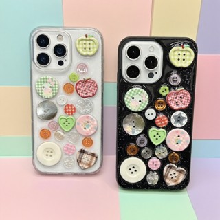 Moda Epóxi macaron Cor-Bloco Botão Caixa De Telefone Para iPhone 16 15 14 13 11 12 Pro Max Capa em Oferta na Shopee