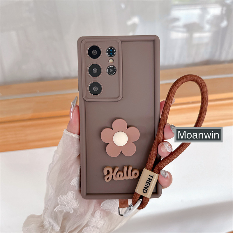 Capa De Telefone Com Cordão De Flor Fosca Para Samsung S25 S24 S23 S22 S21 Ultra Plus FE Note 20 Absorvente De Choque em Oferta na Shopee