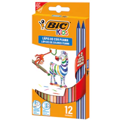 Lápis de cor 12 cores Kids Pijama + 2 lápis grafite Bic