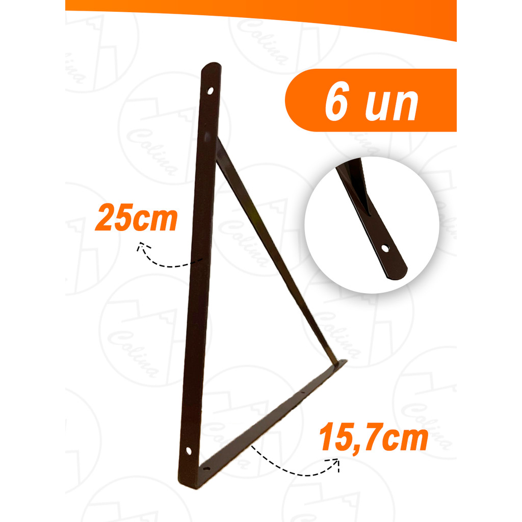 Kit 6 Mão Francesa Suporte De Prateleira Cantoneira Suporta 15kg -28x50xm