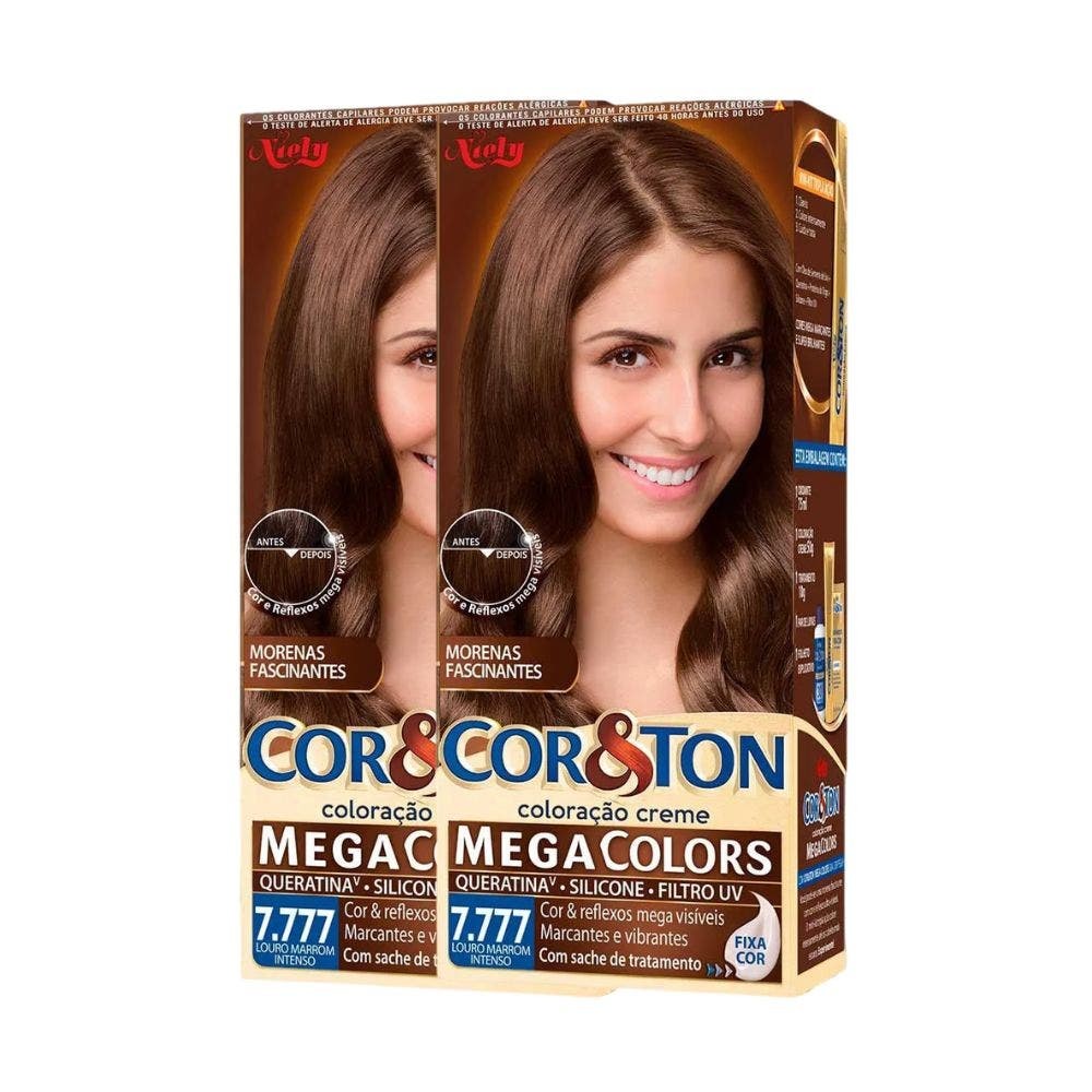 Kit Tintura Cor & Ton 7.777 Louro Marrom Intenso (2 Unidades) em Oferta na Shopee