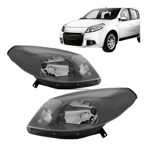 Par Farol Sandero 2012 A 2014 Manual Máscara Cinza Oferta