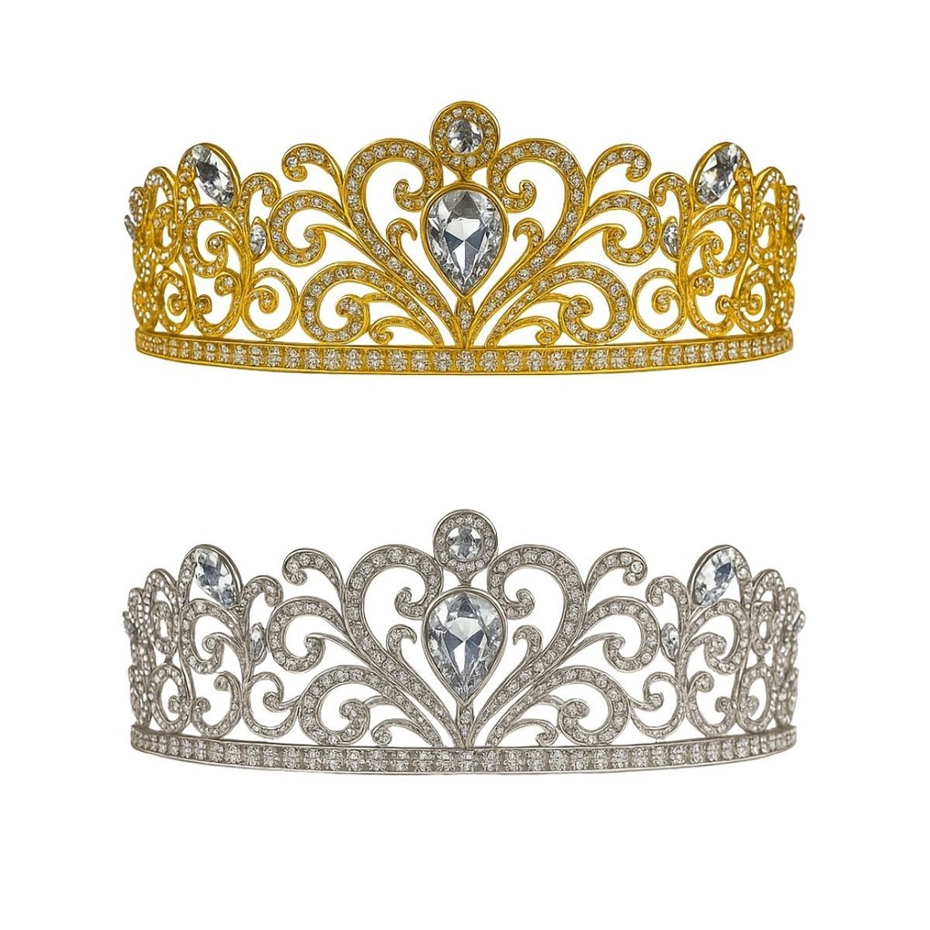 Coroa Princesa Rainha Metal com Pedras Brilhantes Coração Fantasia Festa