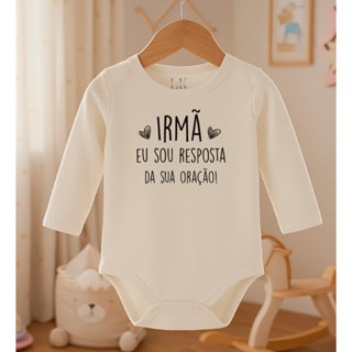 Body Bebê frase "Irmã eu sou resposta da sua Oração" 100% Algodão Fio Egípcio em Oferta na Shopee