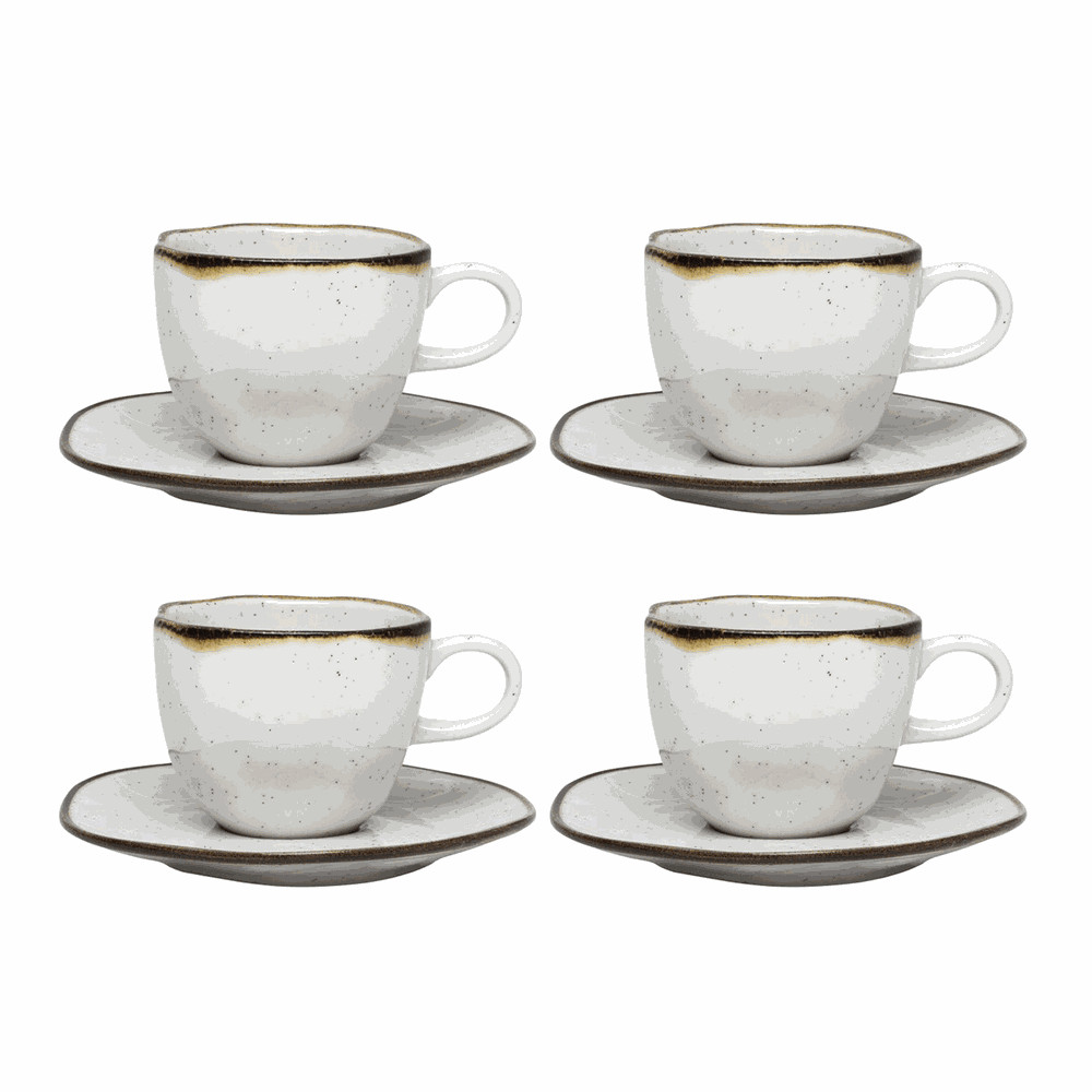 Conjunto de Xícaras com Pires Ryo Maresia 4 Peças 220ml - Oxford Porcelana Elegante para Café e Chá