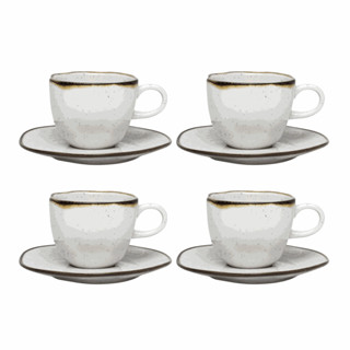 Conjunto de Xícaras com Pires Ryo Maresia 4 Peças 220ml - Oxford Porcelana Elegante para Café e Chá em Oferta na Shopee