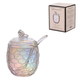 ACUCAREIRO COM COLHER DE VIDRO BEE RAINBOW 230ML - HAUSKRAFT em Oferta na Shopee