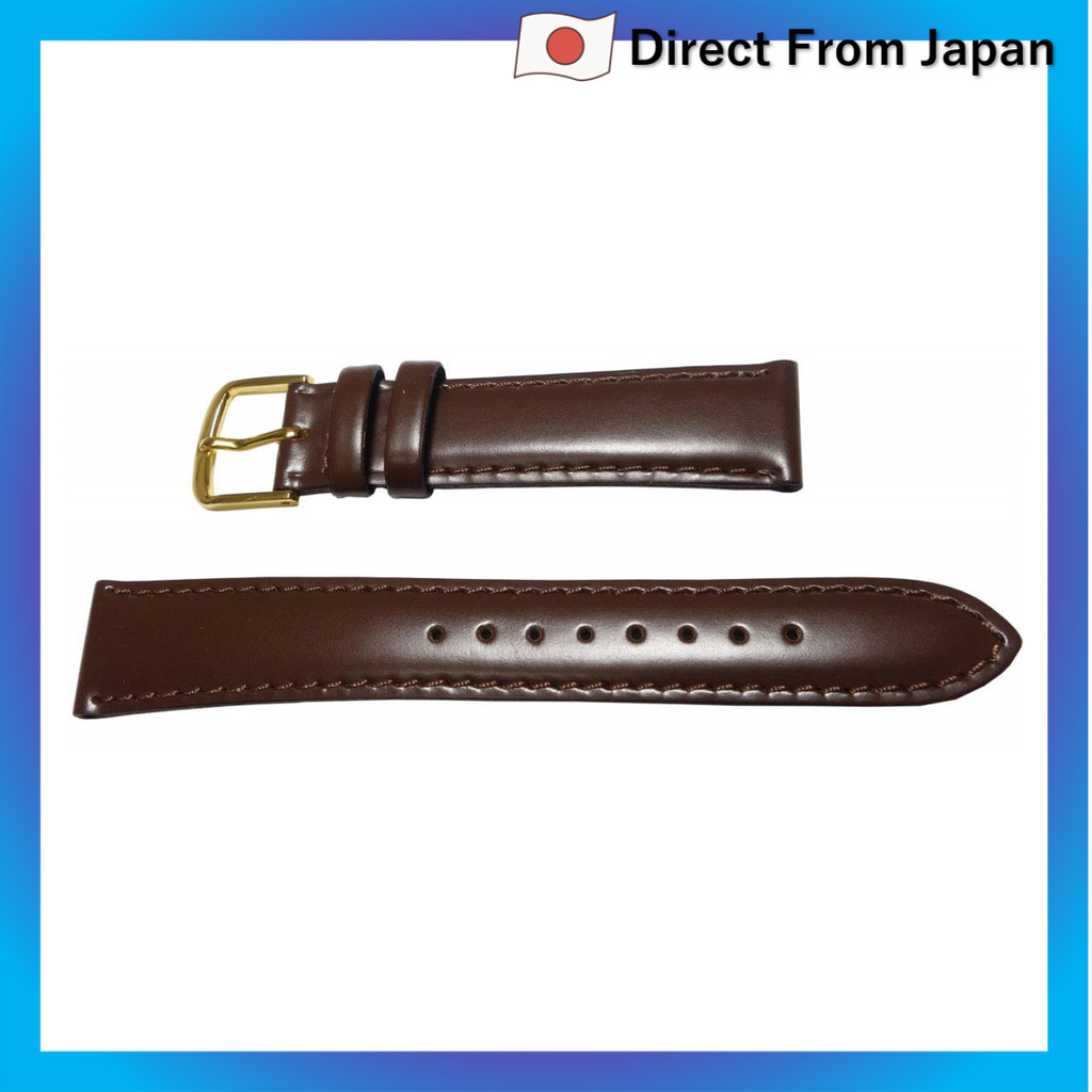 Pulseira de relógio Seiko, 18 mm, R0234BL, couro bovino com acabamento em vidro, marrom escuro com costura marrom, mascu