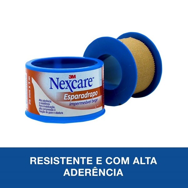 Detalhes do Kit com 2 Esparadrapo Impermeavel Nexcare Bege 25MM X 3M