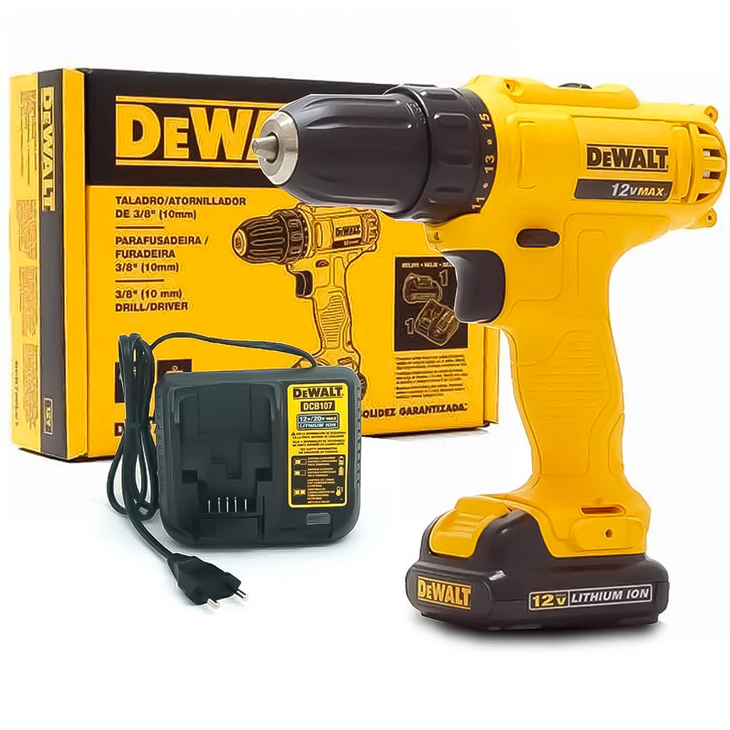 Furadeira Parafusadeira Bateria 12v 2VVR 3/8Pol. Reversível LED Marcenaria Eletricista Móveis DEWALT em Oferta na Shopee