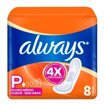 Absorvente Always Cobertura Suave P Sem Abas Com 8 Unidades em Oferta na Shopee