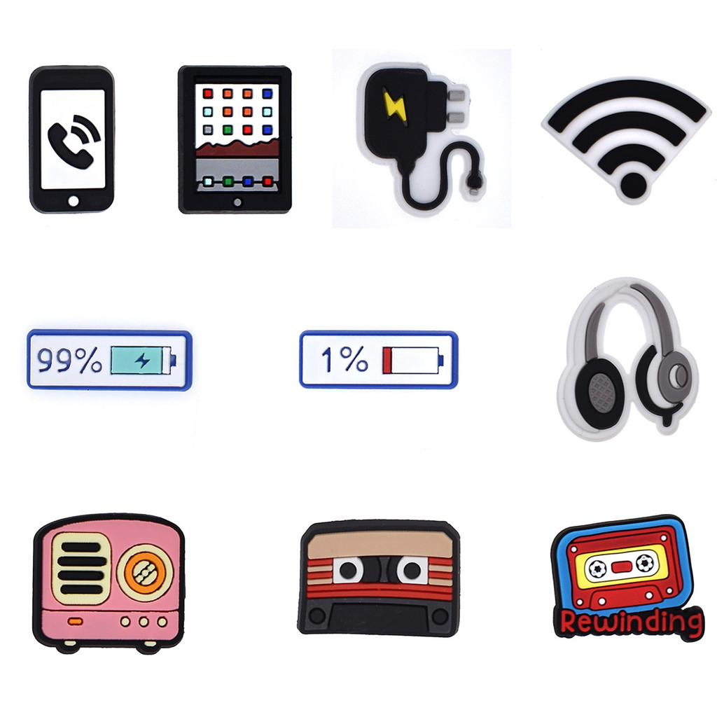 Encantos De Sapato Série De Produtos Eletrônicos De Desenho Animado Decorações Acessórios De PVC Co…