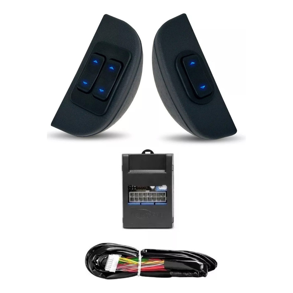 Kit Vidro Eletrico Chicote Modulo Botão Celta Azul Diant
